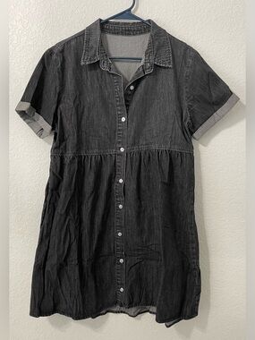 Black Denim Button-Front Women’s Dress